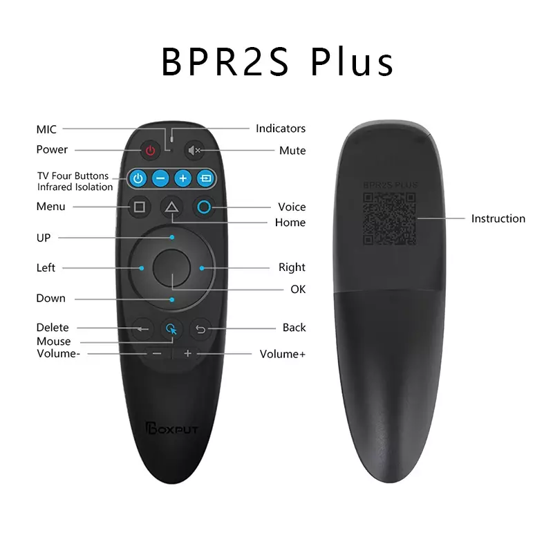 Boxpt-bpr2s plus جهاز تحكم عن بعد لاسلكي ، ماوس هوائي ، تعلم الأشعة تحت الحمراء ، عزل الأشعة تحت الحمراء ، 2.4g ، التحكم الصوتي ، جيروسكوب لنظام أندرويد ، صندوق التلفزيون
