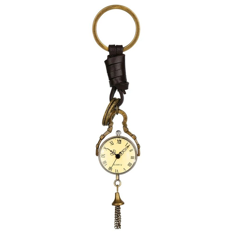 خمر صغيرة لطيف ساعة جيب كوارتز مع المفاتيح هدايا عيد الميلاد للأطفال الرجال النساء الرجعية العتيقة قلادة ساعة جيب