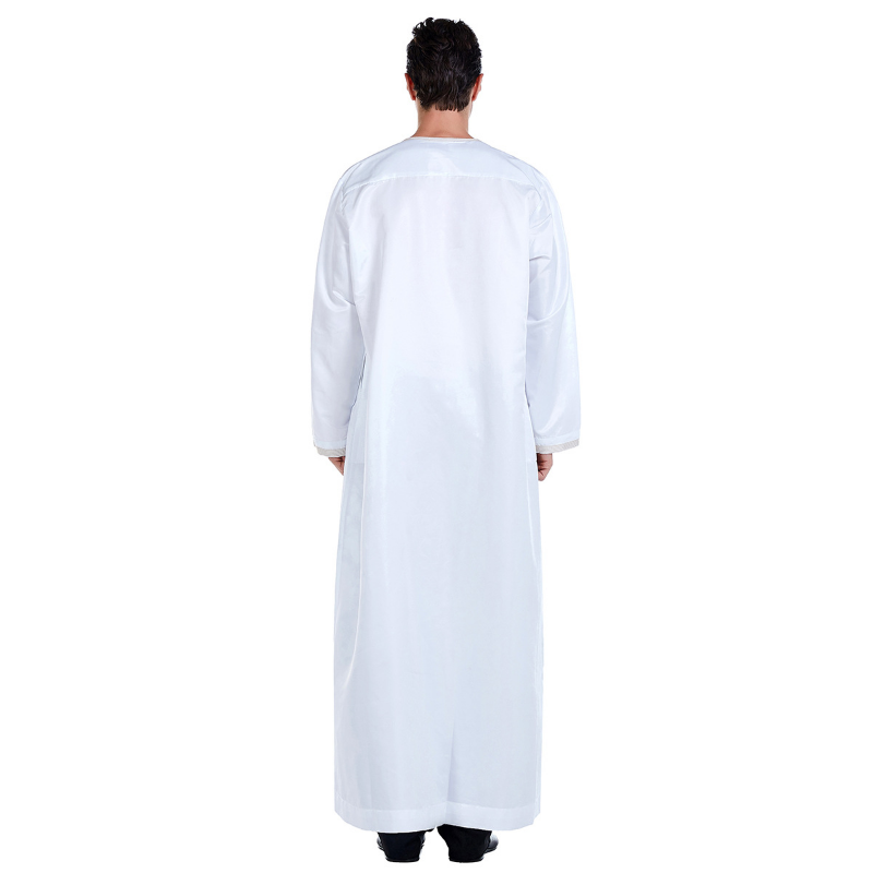 ثوب رجالي كم طويل رقبة مستديرة, جوبا فضفاض بسيط, المملكة العربية السعودية ملابس رجالية إسلامية, لون سادة, ثوب الشرق الأوسط, 2021