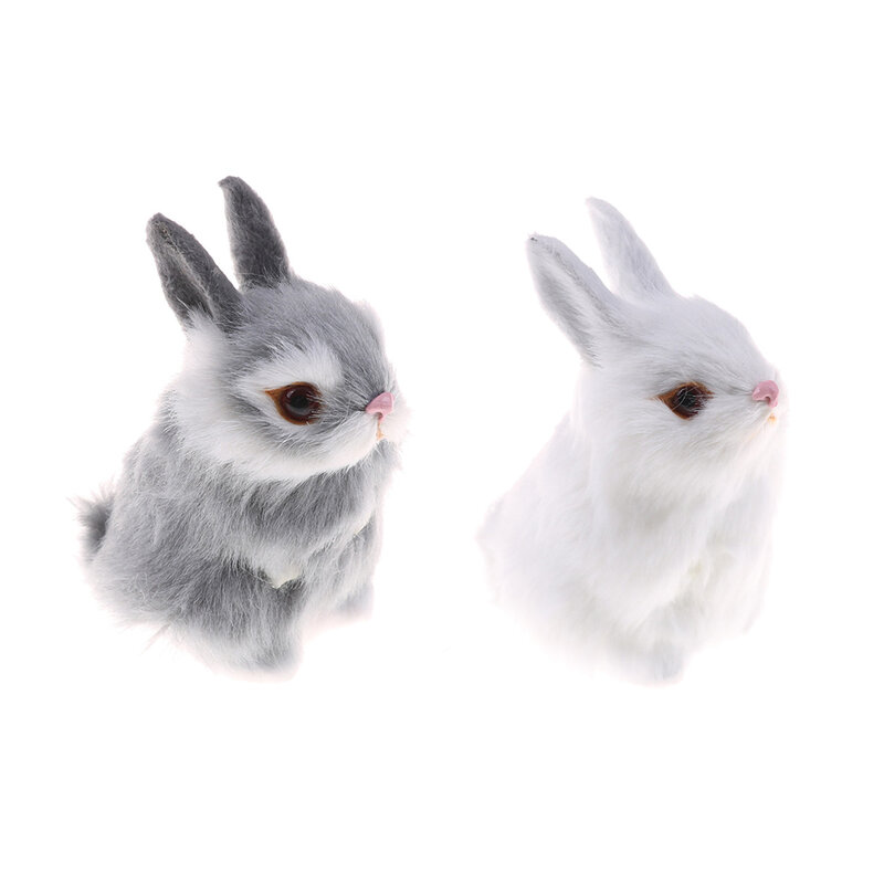 ألعاب قيلولة أرنب فروي أبيض ، تقليد الشعر ، نموذج محاكاة الحيوانات الديكور
