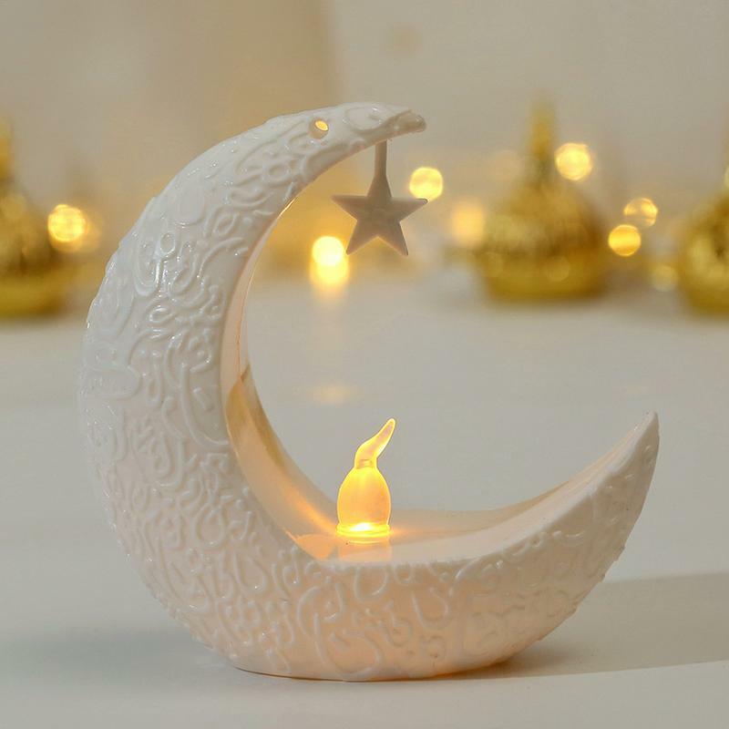 ديكور ضوء عيد القمر والنجم ، فانوس شمعة أنيق ، ضوء LED عتيق على الطاولة ، زخارف ريفية