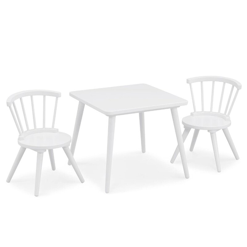 مجموعة طاولة وكرسي خشبية للأطفال ، تشمل كرسيين ، مناسبة للفنون والحرف اليدوية ، طاولة ترفيهية وكراسي