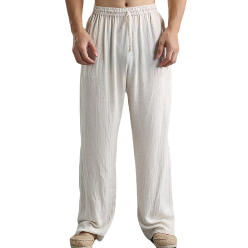 2022 European and American men's large loose casual pants linen breathable sports pants men pants  baggy pants  streetwear men