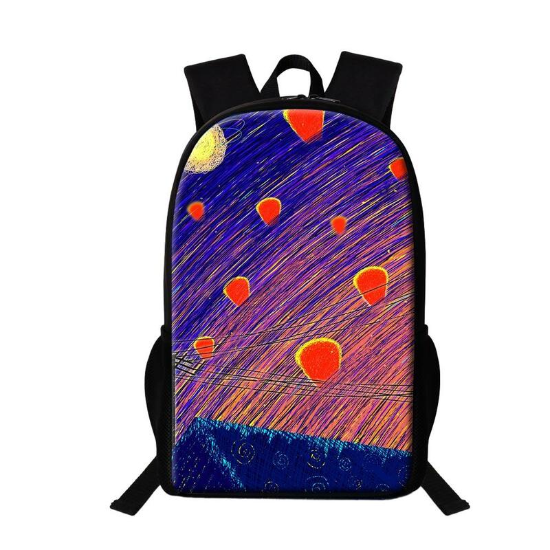 حقيبة ظهر مدرسية متعددة الوظائف للفتيات المراهقات ، لوحة زيتية ملونة ، حقيبة كتب بالتبخير ، طالب ابتدائي ، 16 بوصة