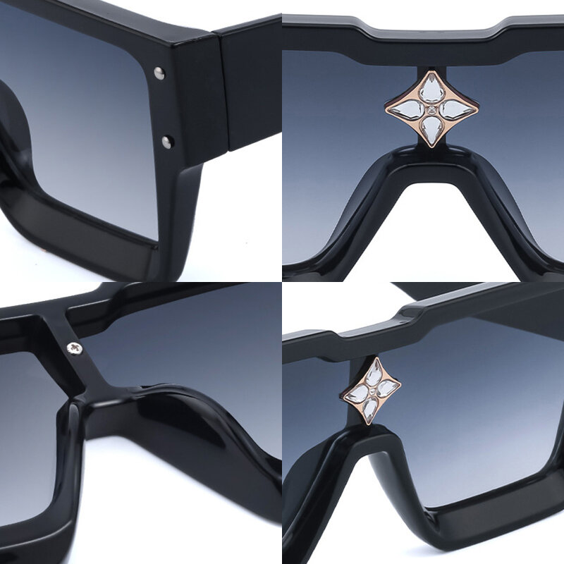نظارات شمسية مربعة كبيرة الحجم للسيدات من SHAUNA ذات عدسات UV400 للرجال