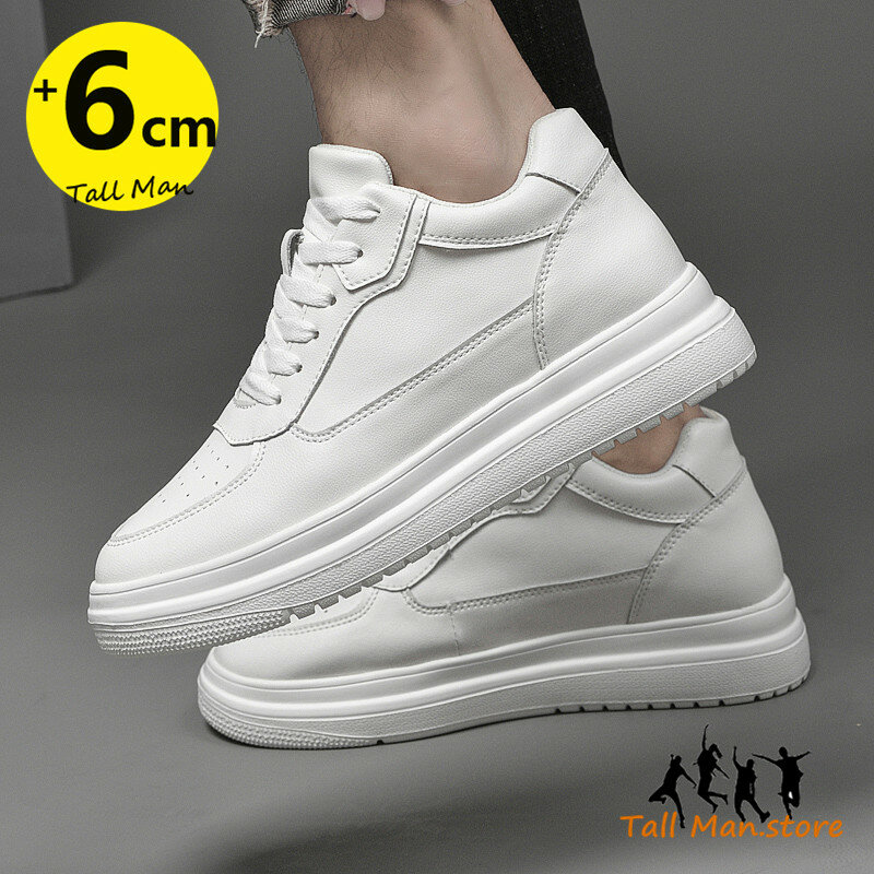 نعل لزيادة الطول للرجال والنساء ، أحذية رياضية بيضاء ، مصاعد قابلة للتعديل ، أحذية كعب ، موضة ، 6 * ، مقاس كبير 36-44