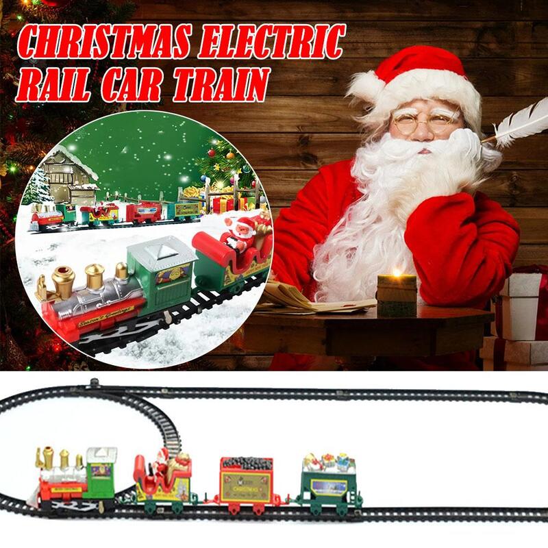 عيد الميلاد لعبة القطار الكهربائي للأطفال ، سيارة السكك الحديدية ، قطار صغير الديكورات ، لعبة الصوت ، ضوء المسار شجرة ، السنة الجديدة ، 2022 ، F L4r9 ، 1 Set