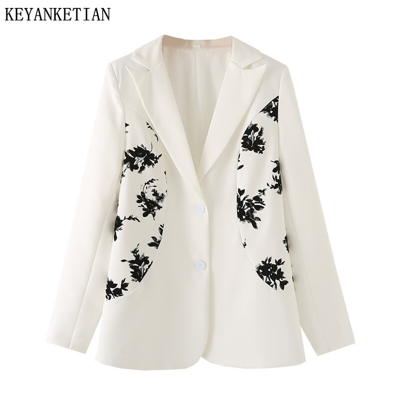 بدلة من الجاكار للنساء من Keyanketian ، طراز كلاسيكي أنيق ، صدر واحد ، ملابس خارجية ضيقة للمكتب للسيدات ، الربيع ، الإطلاق الجديد ،