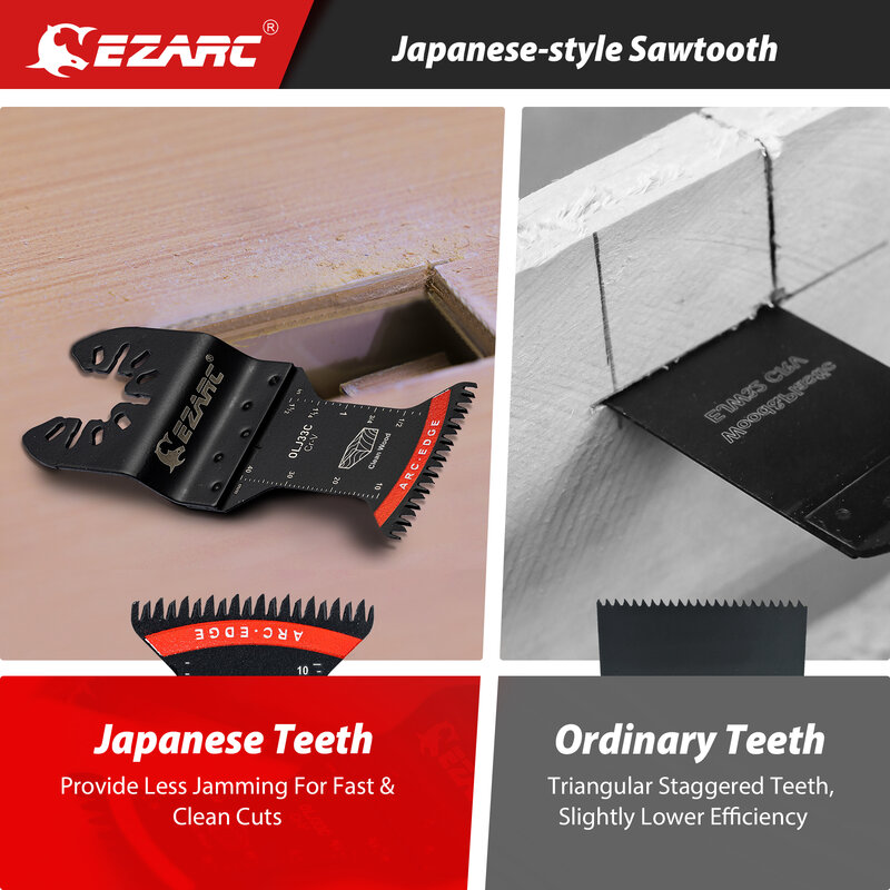 EZARC اليابانية الأسنان تتأرجح شفرة المنشار ، 5 قطعة حافة قوس تتأرجح شفرات متعددة المهام قطع نظيفة للخشب والبلاستيك