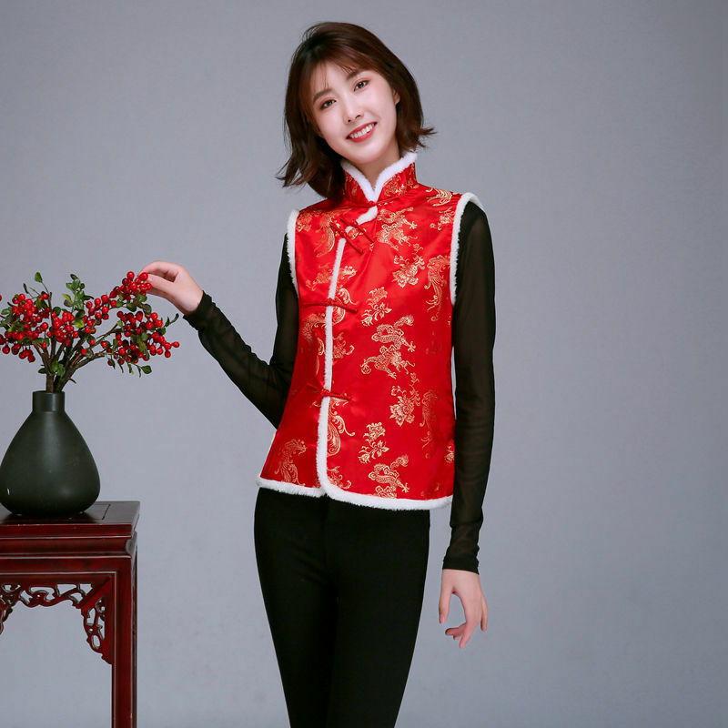 النمط الصيني الأعلى الصين السنة الجديدة الملابس التقليدية 16 لون المرأة تانغ دعوى للكبار الشتاء القطن الفراء سميكة Hanfu سترة