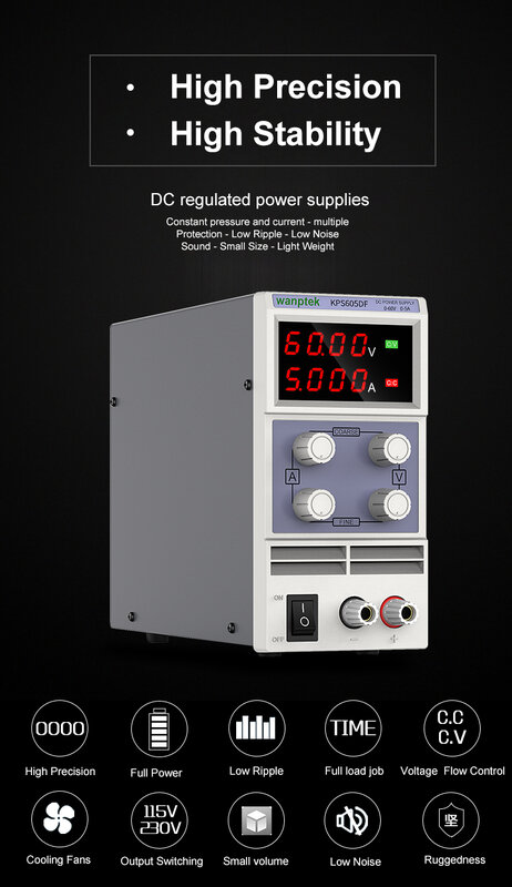 تيار مستمر استقرت امدادات الطاقة KPS-605DF مختبر تحويل امدادات الطاقة 0-60 فولت 0-5A 110 فولت 220 فولت قابل للتعديل