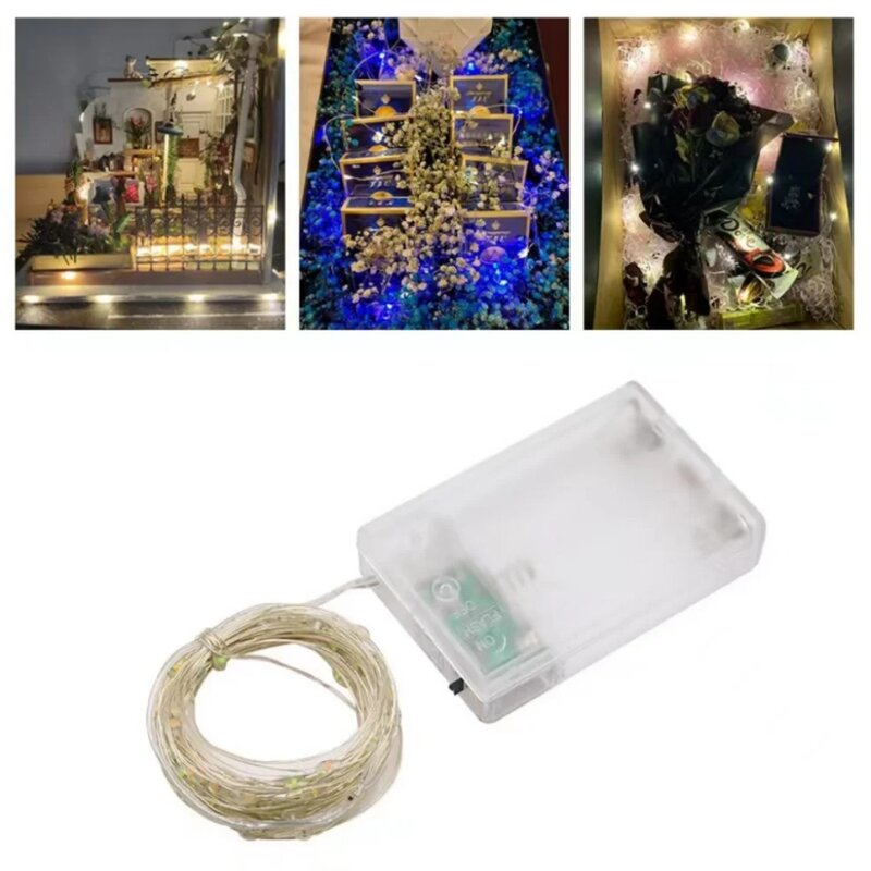 الأسلاك النحاسية الفضة صندوق بطارية جارلاند ، LED الزفاف الديكور ، أضواء الجنية للحزب ، ديكور المنزل ، ضوء سلسلة ، 30 متر