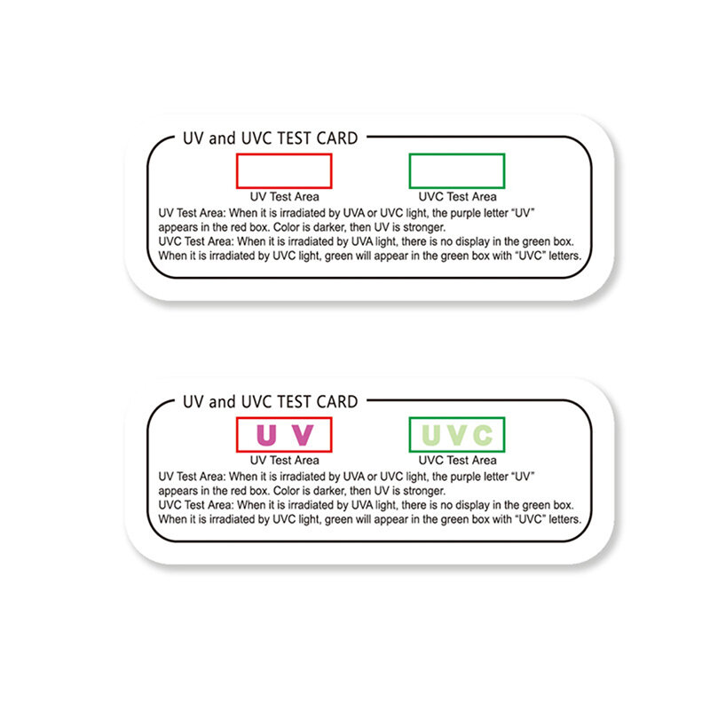 10 قطعة UVC-UVA بطاقة اختبار بطاقة اختبار بطاقة بطاقة الطول الموجي البصرية