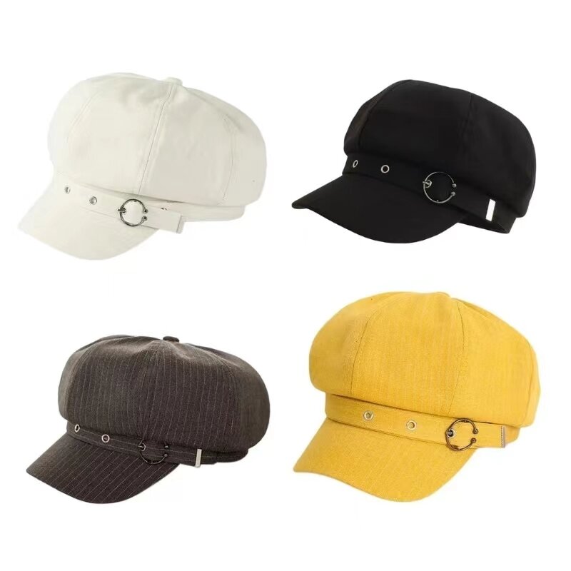 قبعة لسان البط الثماني للنساء ، موضة عتيقة ، قبعة قطنية بريطانية ، بيسبول ، فنان ، خريف وشتاء