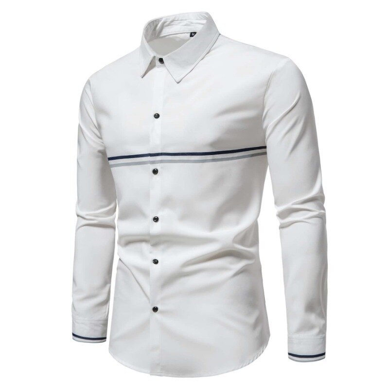 قميص رجالي بياقة بولو واحدة الصدر ، قمصان غير رسمية للأعمال ، جودة عالية ، جديد ، خريف ، 2023