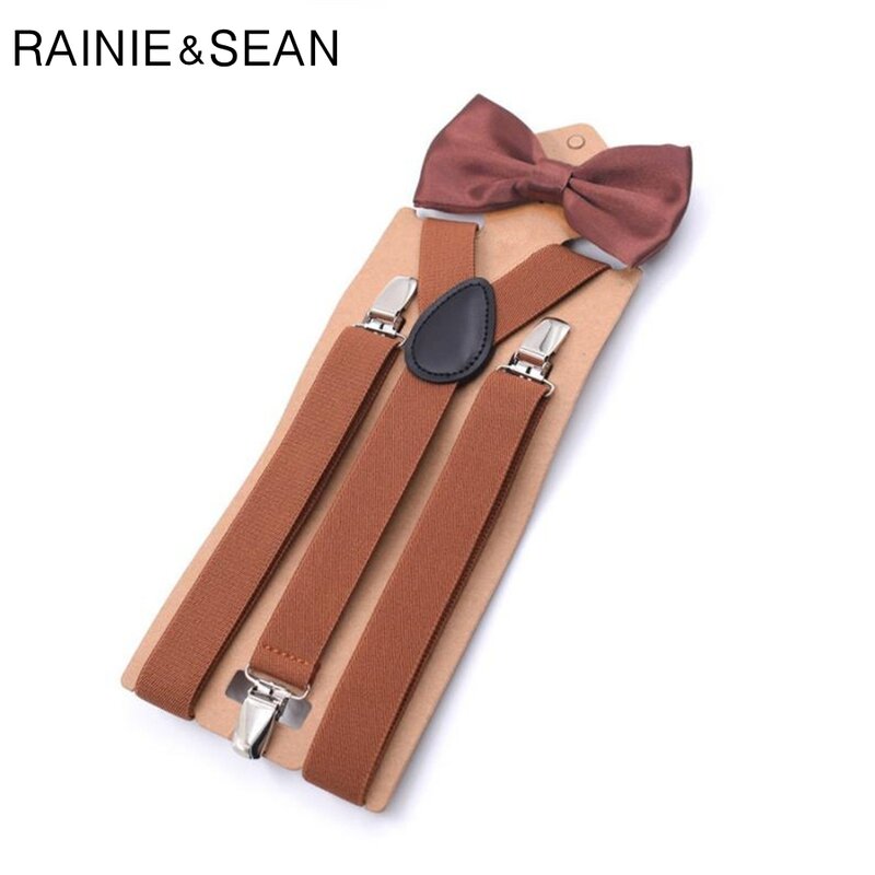 RAINIE SEAN-حزام بحمالات مع فيونكة ، حزام زفاف جلدي أحمر للرجال والنساء والأطفال