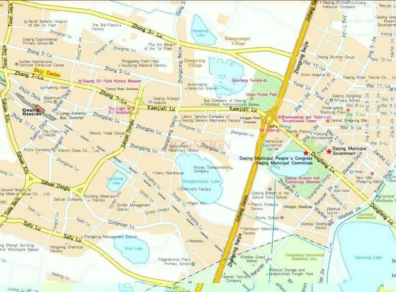 Daqing خريطة المرور السياحية نسخة جديدة من حركة المرور السياحية توزيع مناطق الجذب السياحي Daqing خريطة المدينة الإنجليزية