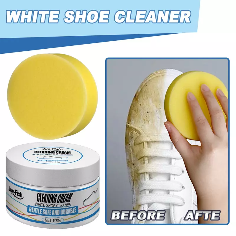 حذاء أبيض تنظيف كريم مع مسح الإسفنج حذاء تبييض اشراق حذاء قماش رياضي إزالة البقع الأوساخ الحرة غسل الأنظف