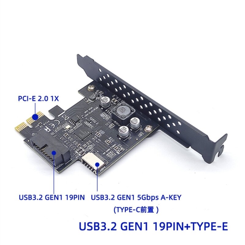محول PCIe إلى USB3.2 لـ USB 3.2 19Pin + TypeE توسيع الكمبيوتر المكتبي للمحترفين لتقوم بها بنفسك بطاقة توسيع USB3.2 الأمامية GEN1