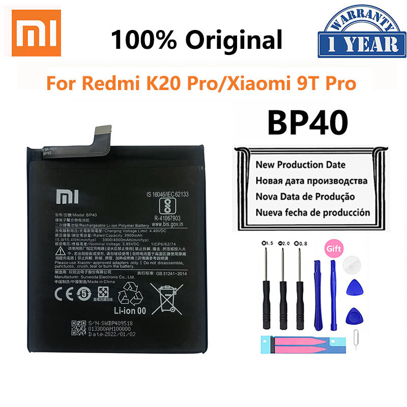 بطارية Xiao Mi الأصلية BP40 BP41 For شاومي Redmi K20 Mi 9T Pro Mi9T K20Pro 4000mAh بطاريات هاتف عالية السعة أدوات مجانية