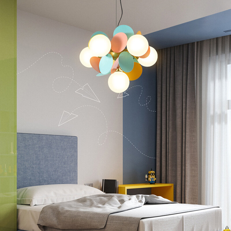 الشمال متعدد الألوان الفن شجرة قلادة Led أضواء الإبداعية مصمم صالون غرفة نوم الطفل مقهى الديكور تركيبات إضاءة
