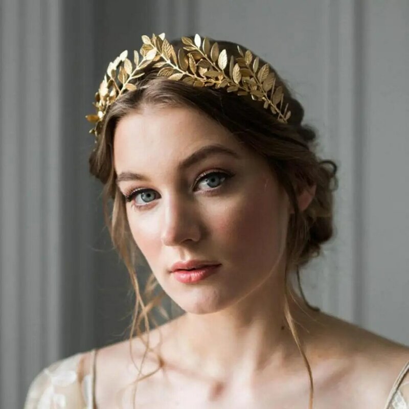 موضة الذهب الصلب النساء يترك عقال للرأس على شكل تاج حفل زفاف أغطية الرأس إكسسوارات الشعر