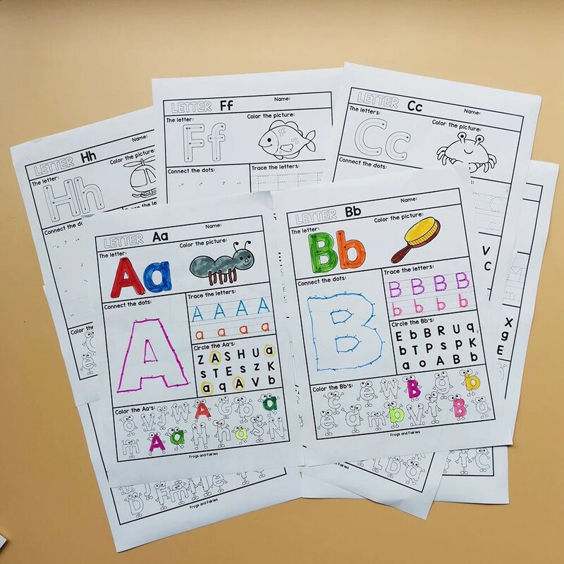 26 قطعة/الوحدة مونتيسوري طفل رياض الأطفال رسالة A-Z الأبجدية الأنشطة لمرحلة ما قبل K ورقة العمل التعليمية في وقت مبكر