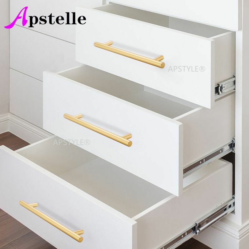 Apstelle-نحى الفولاذ المقاوم للصدأ مقبض باب خزانة المطبخ ، أسود وذهبي مقبض خزانة ، درج يسحب ، شريط الأثاث