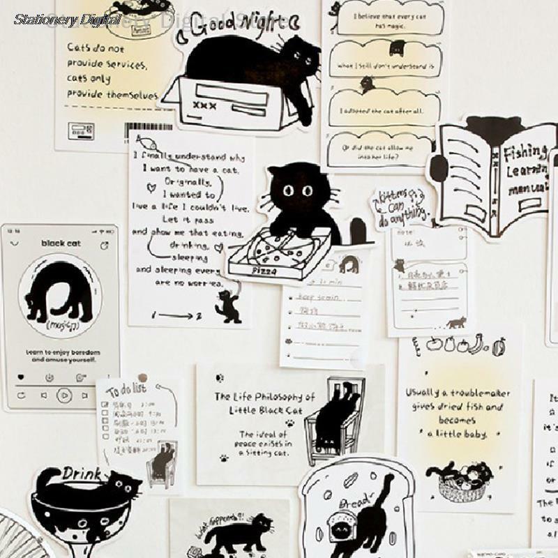 30 قطعة/المجموعة لطيف القط طفل ملصقا Kawaii سجل القصاصات ملصقا القط الأسود الصغير سكرابوكينغ لوازم مخطط ملصق