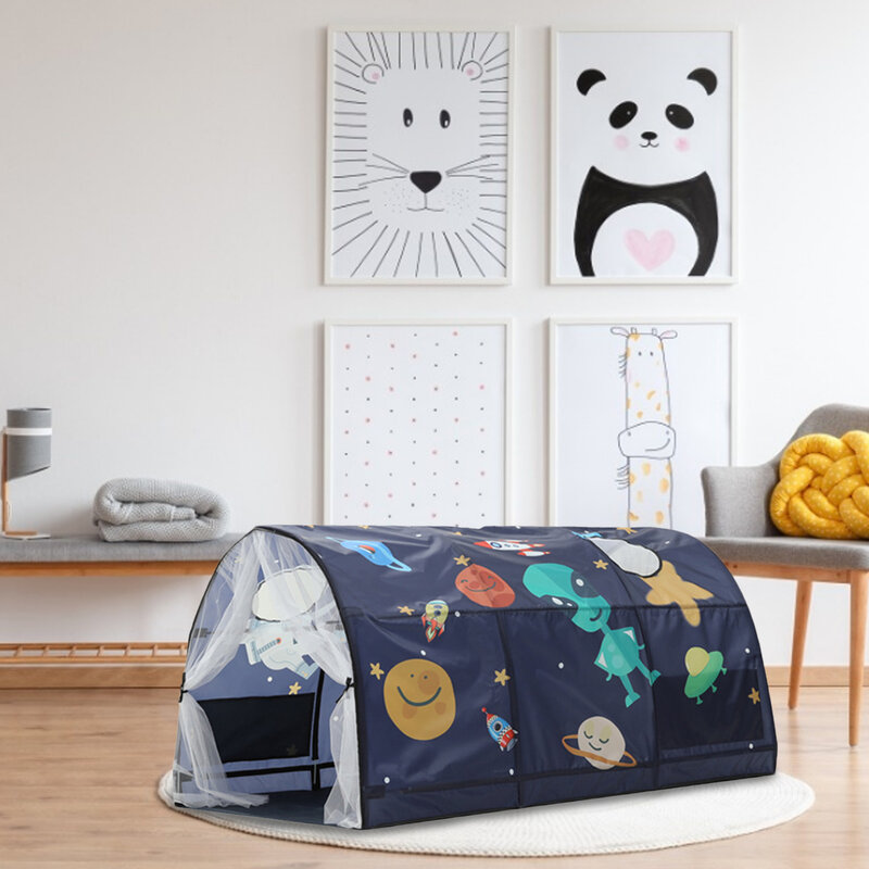 خيمة كهف داخلية للأطفال ، سرير فضاء برسوم كرتونية نجمة قمر ، منزل لعب للفتيان والفتيات ، خيام خصوصية للأطفال ، ديكور الغرفة