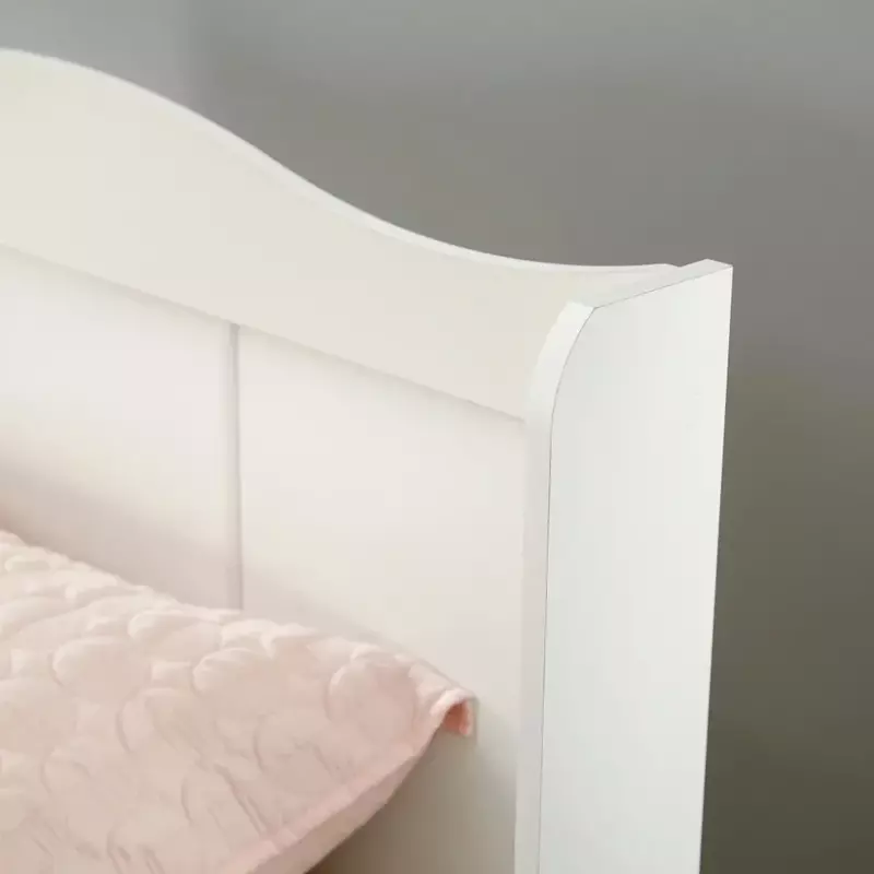 إطارات سرير منصة مع لوح أمامي ، سرير مزدوج الحجم ، لمسة ناعمة بيضاء