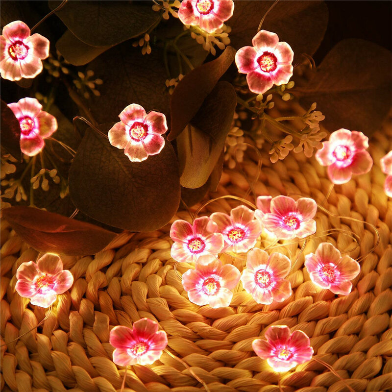 3/2/1 متر زينة عيد الميلاد للمنزل زهر الكرز LED سلسلة الجنية بطارية مصباح تعمل ل الزفاف داخلي الوردي أجراس ديكور
