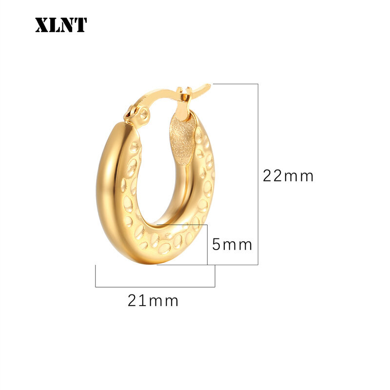 XLNT الفضة الذهب دائرة السلس U شكل كبير هوب أقراط للنساء الزفاف المشاركة مجوهرات