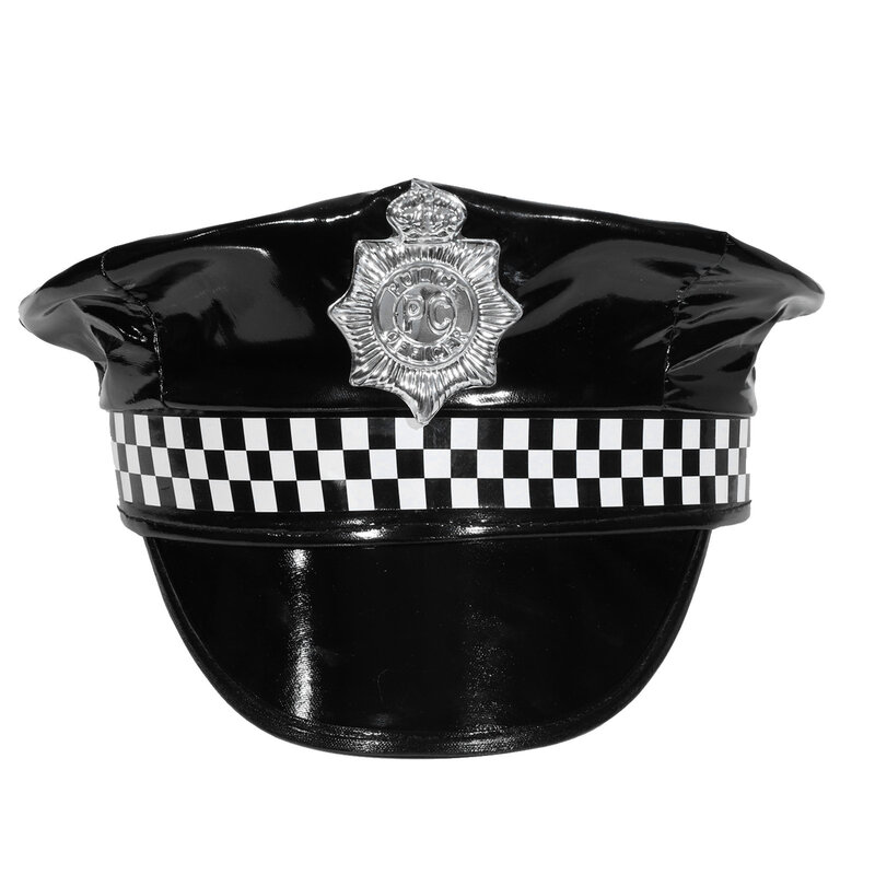 قبعة ضابط الشرطة للبالغين ، زي هالوين ، قبعة الشرطة ، الدعائم موحدة ، شارة ، الشطرنج ، قبعة قابلة للتعديل ، ملحق تأثيري