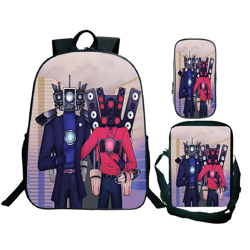 طقم حقيبة ظهر للسفر من Skibidi-Anime ، حقيبة مدرسية للمراهقات ، حقيبة تنكرية ، حقيبة قلم رصاص ، 3 * *