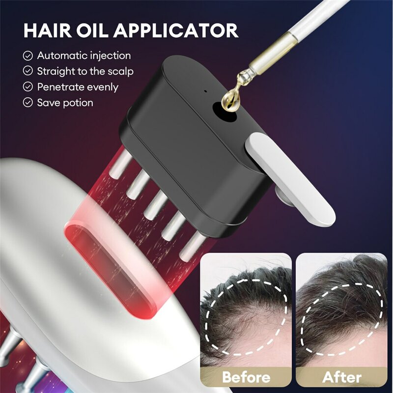 CkeyiN-EMS مشط تدليك كهربائي ، LED الاهتزاز ، العلاج بالضوء الأزرق والأحمر ، فرشاة فروة الرأس لنمو الشعر ، ومكافحة تساقط الشعر