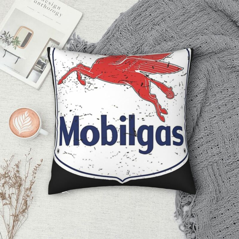 Mobilgas خمر شعار ساحة المخدة البوليستر وسادة غطاء المخملية وسادة ديكور الراحة رمي وسادة للمنزل غرفة المعيشة