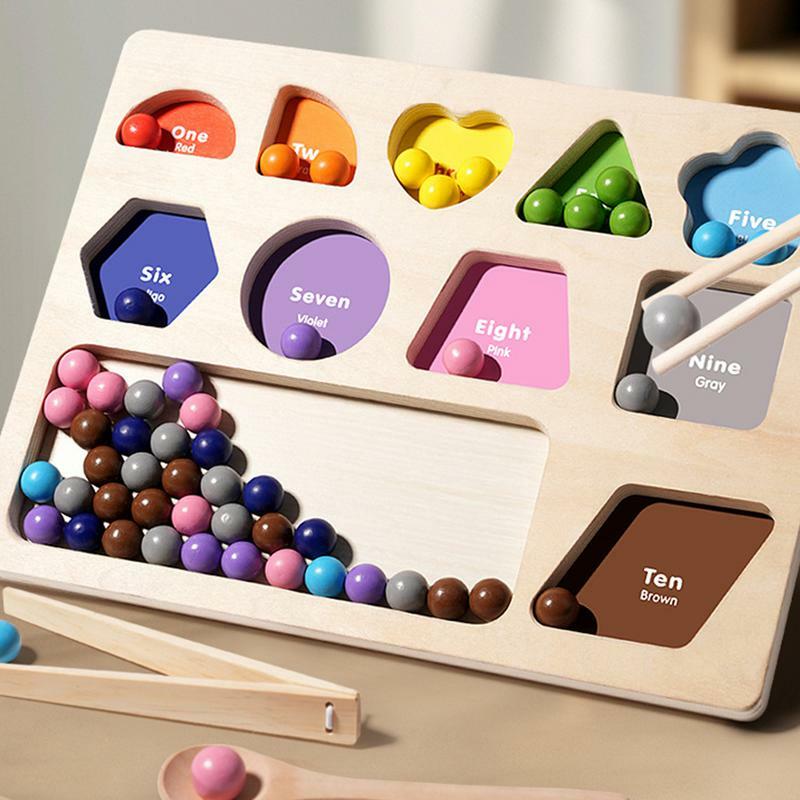 لوح خشبي للتعليم المبكر ، لعبة مونتيسوري ، مع مشبك ، لون قوس قزح ، للأطفال