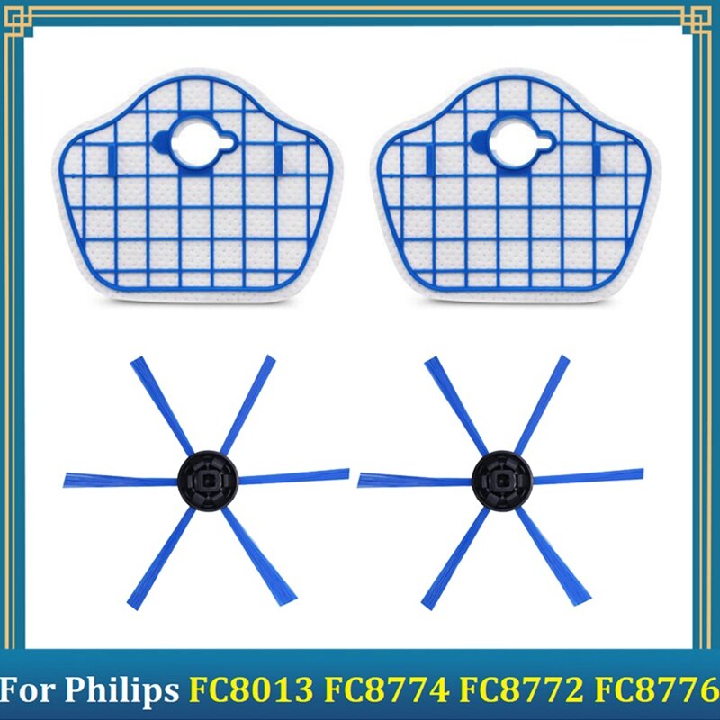 طقم بديل للمكنسة الكهربائية ، فرش جانبية ، شاشات فلتر ، FC8013 ، FC8774 ، FC8772 ، FC8776 ، 4