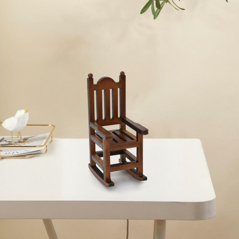 Good Simulation Chair Smooth Surface Non-Breakable Miniature Chair Dollhouse 1:12 Ornament  Dollhouse Chair    Dollhouse Chair