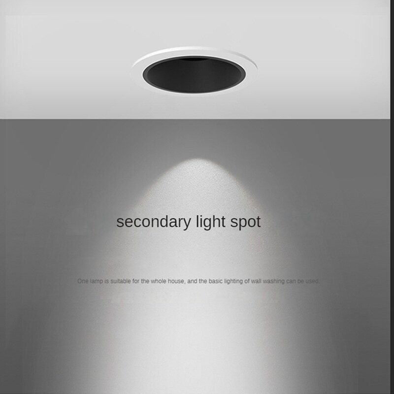 أضواء كاشفة LED مضادة للتوهج 7 واط من الألمونيوم لغرفة الطعام والمكاتب وغرف النوم بندقية إضاءة أسود + أبيض 4000K