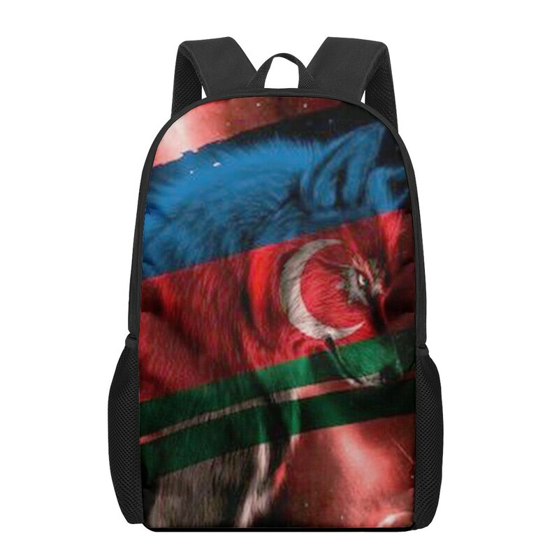أذربيجان العلم الوطني الأطفال حقيبة مدرسية للطفل الطباعة طفل على ظهره حقيبة مدرسية حقيبة الكتف الفتيان الفتيات كتاب حقائب Moc