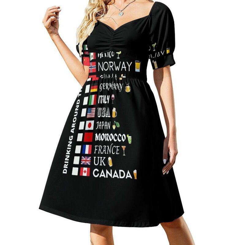 WDW-فستان سهرة بلا أكمام للنساء ، قائمة مرجعية للشرب حول العالم ، فستان مثير للسيدات