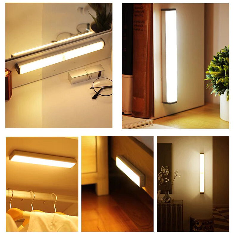 محس حركة ضوء لاسلكي LED أضواء ليلية ديكور غرفة نوم ضوء كاشف الجدار مصباح للزينة الدرج خزانة غرفة الممر ضوء