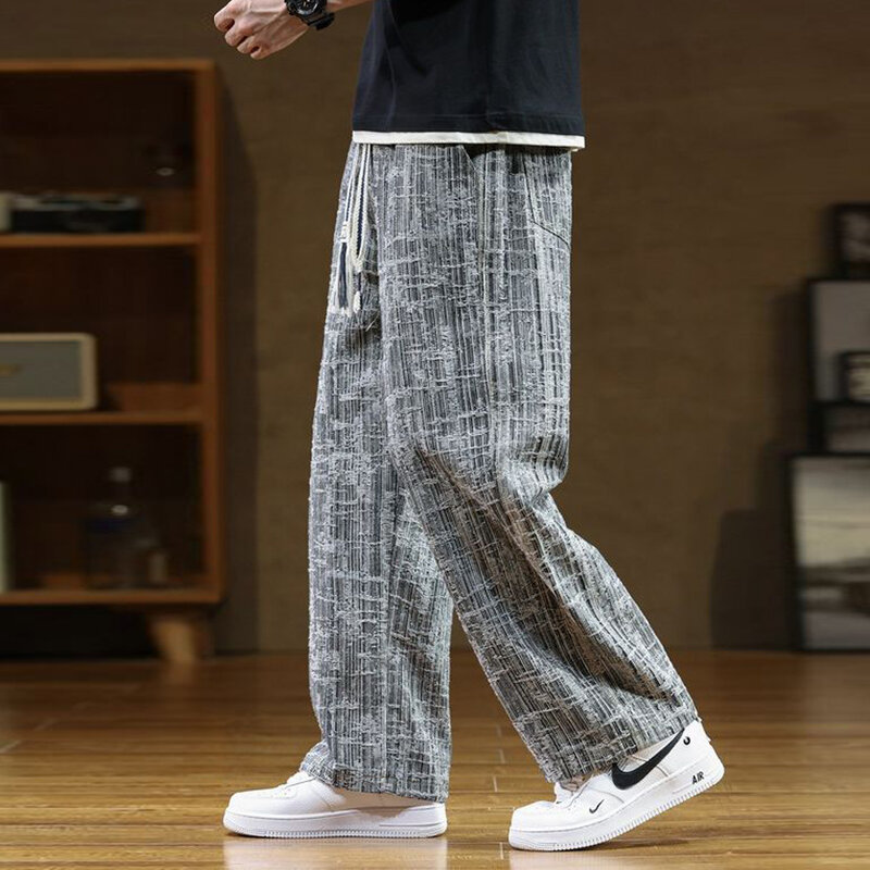 جينز دينم عتيق للرجال ، بنطلون مستقيم كاجوال ، بنطلون أحادي اللون ، موضة التارجاكس ، مقاس كبير ، 8XL