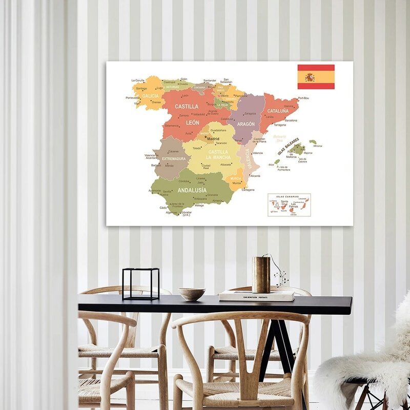 150*100 سم خريطة سياسية من إسبانيا باللغة الإسبانية غير المنسوجة حائط لوح رسم ملصق فني ديكور المنزل اللوازم المدرسية