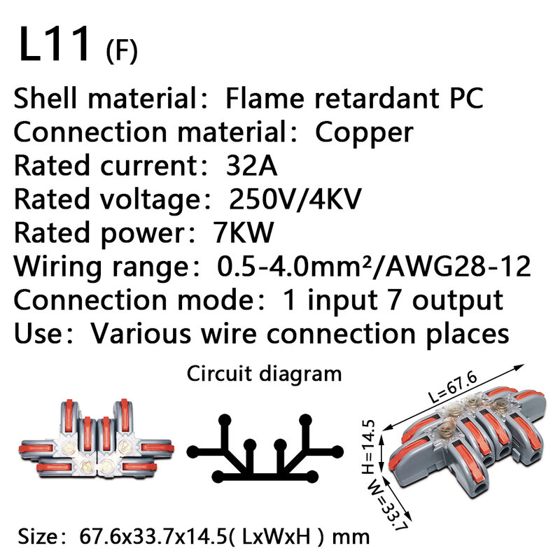 موصلات الأسلاك الربط محطة كتلة موصل L11 دفع في محطة صغيرة كتلة كابل الخائن مصباح ليد conector