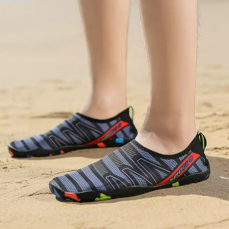 أحذية مياه للرجال ، مسطح حافي القدمين ، مشي على الشاطئ ، تجفيف سريع ، مقاوم للاهتراء ، للجنسين ، الصيف ، أحذية مائية ، مقاس 35-46