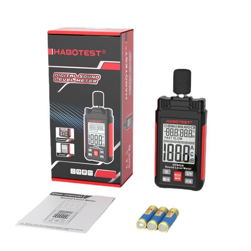مقياس مستوى الصوت الرقمي HABOTEST HT602A/HT602B مقياس درجة حرارة الرطوبة مقياس احترافي للضوضاء