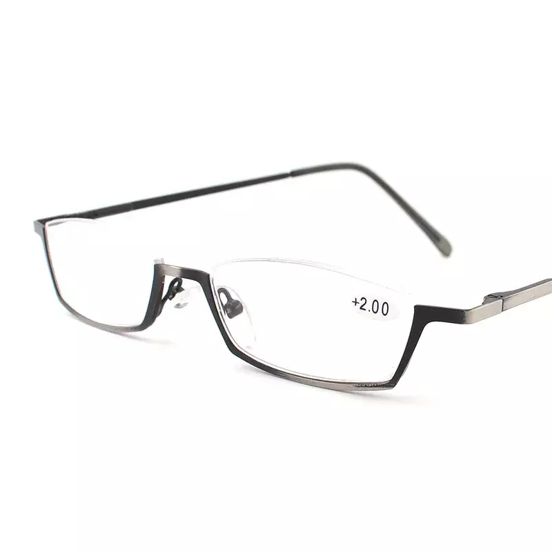 صغير نصف إطار رجل نظارات للقراءة النساء مفصلات نابضة إطار وصفة طبية نظارات سبيكة + 1.0 1.5 2.0 2.5 3.0 3.5 4.0